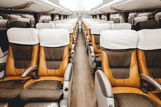 inside a charter bus